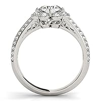 1.50 CT Created Diamond Flower Split Shank Engagement Ring 14k White Gold Finish
