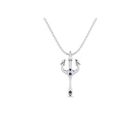 MOONEYE 2.5 MM Round Natural Amethyst Gemstone Trident of Poseidon Pendant in 925 Sterling Silver Greek Mythology Necklace Ancient Necklace