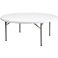Flash Furniture Elon 6-Foot Round Granite White Plastic Folding Table