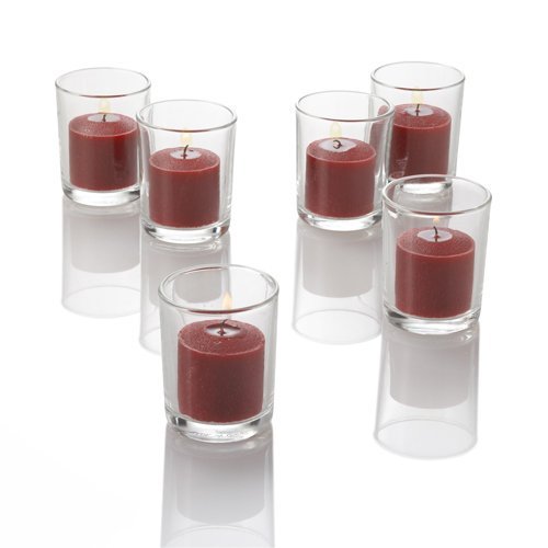 Richland Set of 144 Red Votive Candles and 144 Glass Votive Holders