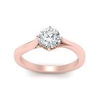 Choose Your Gemstone Compass Point Round Hidden Halo Diamond CZ Ring Rose Gold Plated Round Shape Side Stone Engagement Rings Minimal Surprise Gifts for Ladies US Size 4 to 12