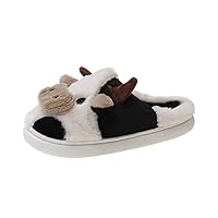 Cute Cow Cotton Slippers Women's Dongins Fashion South Korean Soft Cute Home Warmth Non slip Thick soled Plush Slippers