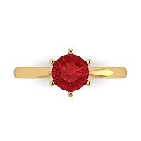 Clara Pucci 1.05 ct Round Cut Solitaire Genuine Pink Tourmaline 6-Prong Stunning Classic Statement Ring in 14k yellow Gold for Women