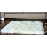 Luxury Faux Fur Sheepskin, Rectangle Pelt Rug Carpet, Shaggy Sheep, Accent Rug, Off White 30''x48''