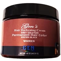 Ultra Nourishing Hair Color Cream. GEN's Hair Darkening Cream for Women, Brown-Black. Wonder Hair Color. All-Natural and Permanent. 16 Oz. Hair at its Prime.
