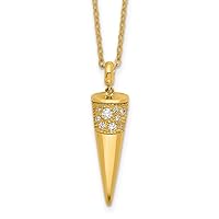 18k Gold Diamond Cone Necklace 18 Inch Measures 32.8mm Wide Jewelry for Women