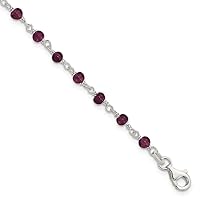 Goldia Sterling Silver 7.25 Inch Dark Red Synthetic Cz Polished Bracelet