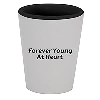 Forever Young At Heart - 1.5oz Ceramic White Outer and Black Inside Shot Glass