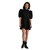 Elina fashion Short Puff Sleeve V-Neck Front Cord Tie Closure Flared Short Midi Western Dresses for Party Vacation Holiday