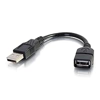 C2G Legrand USB Cable, USB A to A Cable, Short Extension USB Cable for USB Devices, 6 Inch USB Cord, Black, 1 Count, C2G 52119