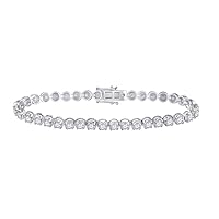 14K White Gold Diamond Studded Tennis Bracelet 5 Ctw.