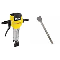 BOSCH Bare-Tool BH2760VC 120-Volt 1-1/8 Brute Breaker, Yellow/Black with BOSCH HS2164 20 In. 3 In. Chisel 1-1/8 In. Hex Hammer Steel