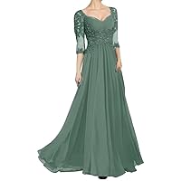 Mother of The Bride Dresses Lace Appliques Wedding Guest Dresses for Women 3/4 Sleeves Mother of The Bride Dress