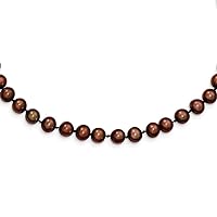 Sterling Silver Rhodium-plated 6-7mm Brown Freshwater Cultured Pearl Necklace