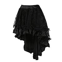 Coswe Women's Solid Color Lace Asymmetrical High Low Corset Skirt