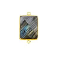 Labradorite Stone Necklace for Jewelry Making 10X40mm 15X20mm 8X30mm Rectangle/Bar Bezel Charms Pendants 24K Gold Plated Over 925 Sterling Silver Chakra Anklet DIY for Necklace Bracelet Crafting
