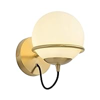 KUYT Sconce Fixture Creative Personality Anti-Rust Pure Copper Single Head Glass Lampshade Living Room Bedroom Corridor Wall Bedroom Light Simple Led Lighting Energy Saving Eye Wall Lamp Indoor Home