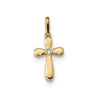14k Gold for boys or girls CZ Cubic Zirconia Simulated Diamond Religious Faith Cross Pendant Necklace Measures 19mm long 1.1mm Thick