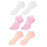 Silicone Socks for Dry Cracked Feet Women 3 Pairs Soft Moisturizing Socks Anti Slip Women Spa Pedicure Gel Socks, Aloe Sock for Softening Rough Skin, Calluses Foot Masks