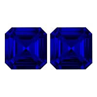 Synthetic Blue Sapphire Asscher Shape AAA Quality Pair from 5MM - 10MM