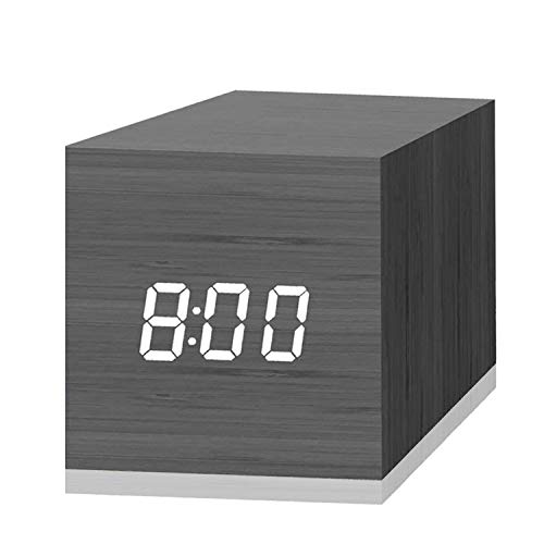 Mua Digital Alarm Clock, with Wooden Electronic LED Time Display, 3 Dual  Plus Alarm,  Cubic Small Mini Wood Made Electric Clocks for  Bedroom, Bedside, Desk, Black trên Amazon Mỹ chính hãng