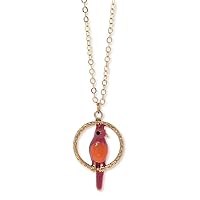 1928 Jewelry Women's Goldtone Orange & Red Enamel Parrot Hoop Pendant Necklace, 16