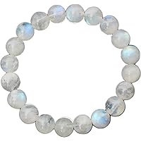 DIEM BEADS Rainbow Moonstone Round Crystal Bracelet - Healing Crystals and Stones, Gemstone Bracelet (4 mm)