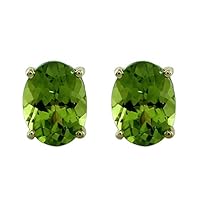 Vessuvianite Natural Gemstone OVAL Shape 925 Sterling Silver Uniqe Stud Earrings | Yellow Gold Plated