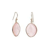 Rose Gold Plated 925 Sterling Silver French Wire Earrings Faceted Rose Quartz Jewelry for Women