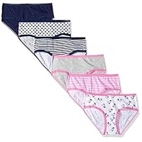 CHEROKEE Girls' Little Elastic Waist Lace Trim Underwear, 6 Pack