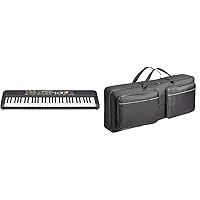 Yamaha PSR-F52 Digital Keyboard & Amazon Basics 61-Key Portable Electric Pianos Padded Black Plain 18