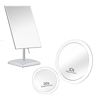 MIRRORVANA Travel Magnifying Mirror Set Combo with 3 Suction Cups (20X/10X, 6