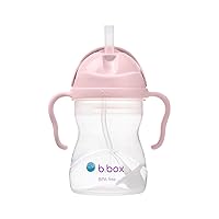 b.box Sippy Cup with Weighted Straw. Drink from any Angle, Leak Proof, Spill Proof, Easy Grip. BPA Free, Dishwasher Safe. For Babies 6m+ to Toddlers (Blush, 8oz)