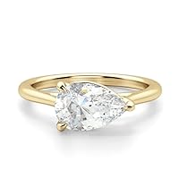 18K Solid Yellow Gold Handmade Engagement Ring 1.50 CT Pear Cut Moissanite Diamond Solitaire Wedding/Bridal Ring for Her/Woman Promise Ring