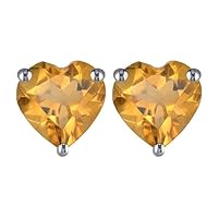925 Sterling Silver Beautiful Heart Shape Natural Multi Gemstone Stud Earrings, Fashion Designer modern Jewelry for Women
