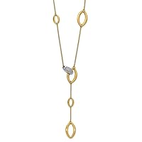 0.23 Ct Diamonds 14k Yellow Gold Mixed Link Adjustable Clasp Chain Necklace