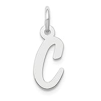 Solid 14k White Gold Small Script Initial Charm