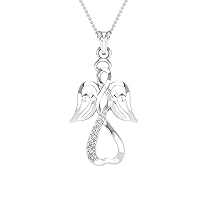 Animas Jewels 0.025 cttw Diamond Angel Charm Pendant Necklace In 925 Sterling silver with 18 Inch Free Chain