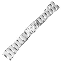 Stainless Steel Watchband for Omega Watch Strap 15mm 17mm 18mm 23mm 25mm Solid Metal Watch Band Steel Bracelet (Color : Silver, Size : 17mm)