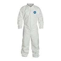 TY125SWH4X002500 Tyvek 400 TY125S Disposable Protective Coverall with Elastic Cuffs, White, 4X-Large (Pack of 25)