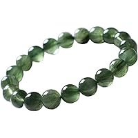 Natural Green Rutilated Quartz Bracelet Cat Eye Clear Round Beads Women Men Rutilated Quartz Crystal 8mm 7