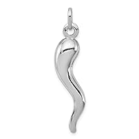925 Sterling Silver Solid Polished Italian Horn Pendant Necklace Measures 1/4 Inch X 1 Inch Jewelry Gifts for Women