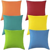 6pcs Outdoor Throw Pillow Covers, 18 x 18 Inches Waterproof Pillowcase with Invisible Zipper Decorative Square Cushion Cases Soft Pillow Case