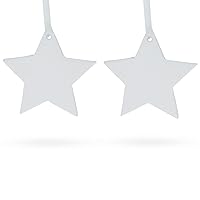 Set of 2 Blank Unfinished White Plaster Star Christmas Ornaments DIY Craft 3.9 Inches