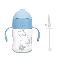 Evorie Tritan Weighted Straw Sippy Cup with Handles for Baby and Toddlers 6 months, incl 1 replacement straw pack (BlueMoon)