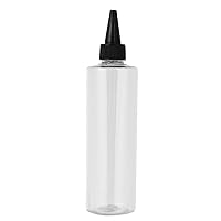 Lurrose Hair Color Bottle Applicator,8 ounce Applicator Bottle for Hair,PET Plastic Refillable Squeeze Bottle with Twist Top Cap for Hair Dye Coloring- 10 Pack(Clear Bottle with Black Pointed Mouth)