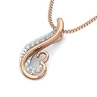 Certified 14K Gold OM Design Pendant in Round Natural Diamond (0.05 ct) with White/Yellow/Rose Gold Chain Religious Necklace for Women