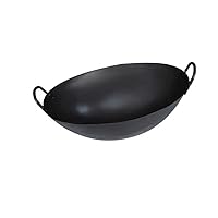CHCDP Old-Fashioned Wok, Cooking Pots Pans Pan Earth Wok Fry Pan, with Two Handle Cast Iron Non-Stick Uncoated Black