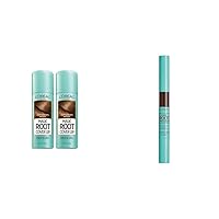 Hair Color Root Cover Up Temporary Gray Concealer Spray Light Golden Brown (Pack of 2) (Packaging May Vary) & Magic Root Precision Temporary Gray Hair Color Concealer Brush