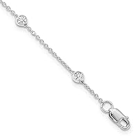 1.2mm True Origin 14k White Gold 1/2 Carat Lab Grown Diamond SI D E F 9 Station Anklet 9 Inch Jewelry for Women